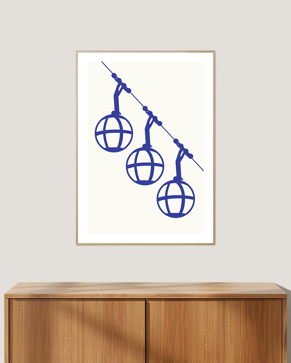 Affiche Grenoble "Téléphérique de la Bastille" accroché à un mur dans un cadre